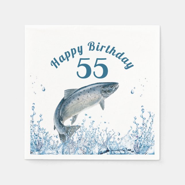 Big Fish In Water 55th Birthday Party Napkins (Front)