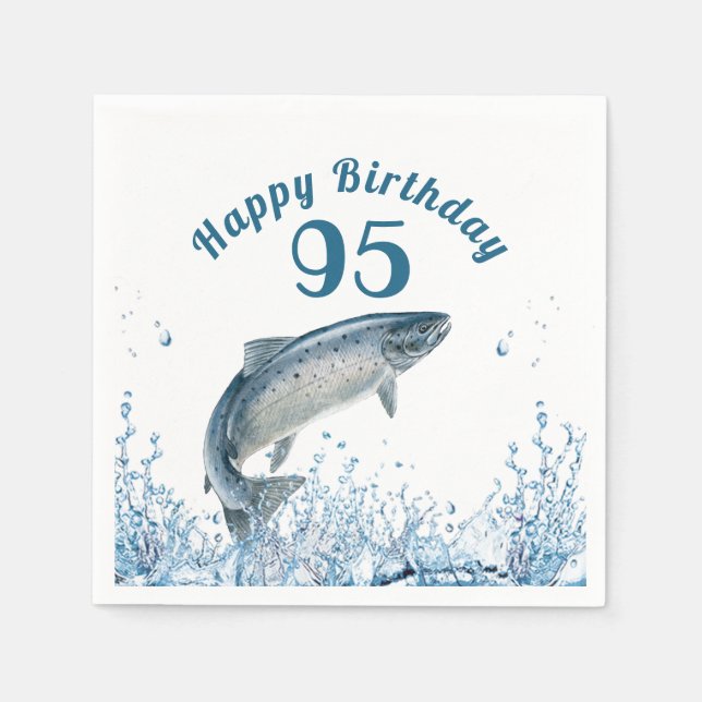 Big Fish In Water 95th Birthday Party Napkins (Front)