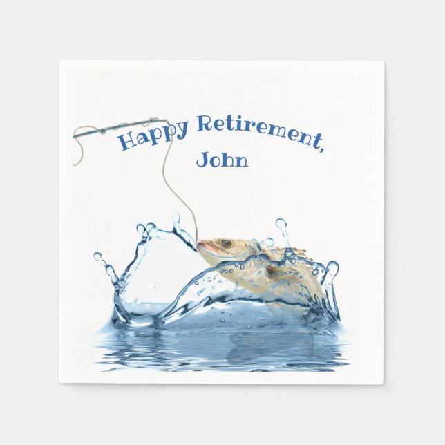 big fish in water retirement party napkin (Front)