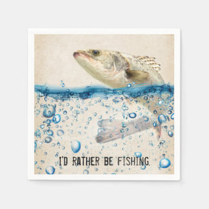 big fish in water with fishing quote napkin