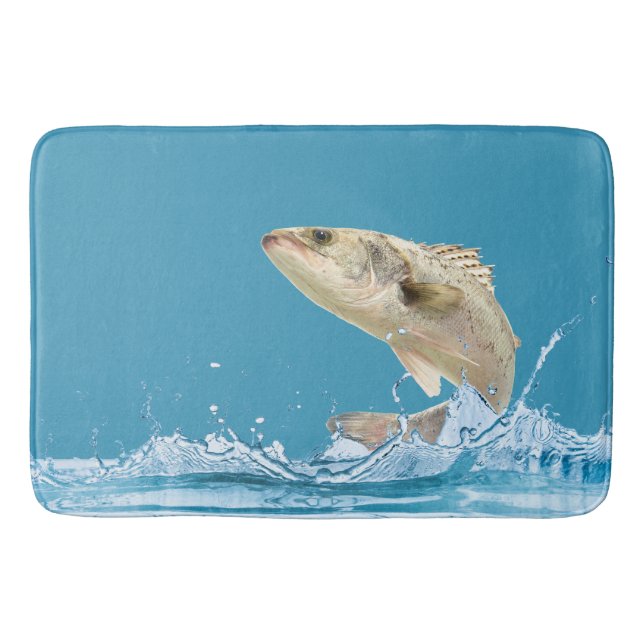 big fish jumping out of water bath mat (Front)