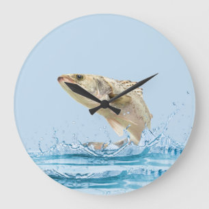 big fish jumping out of water large clock