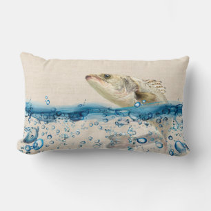 Big Fish Jumping Out of Water Lumbar Cushion