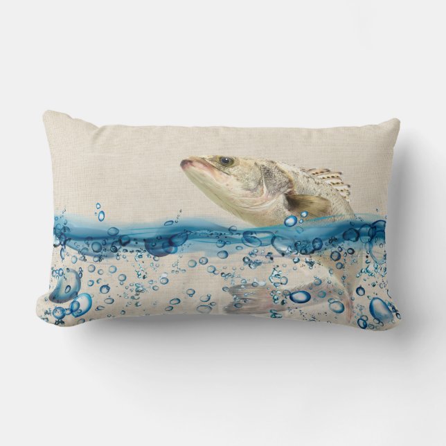 Big Fish Jumping Out of Water Lumbar Cushion (Front)