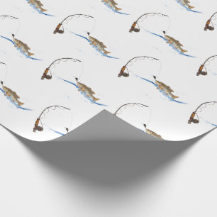 big fish on hook with splash wrapping paper