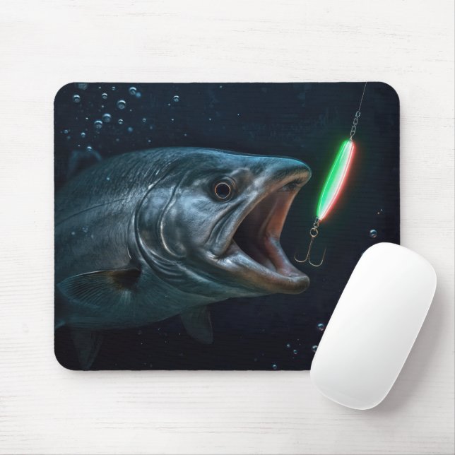 Big Fish with Neon Lure Mouse Mat (With Mouse)