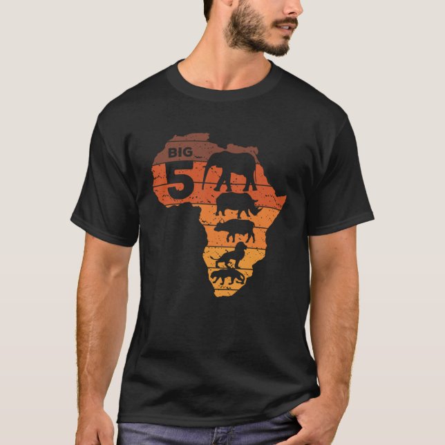 Big Five African Animals Elephant Rhino Buffalo Li T-Shirt (Front)