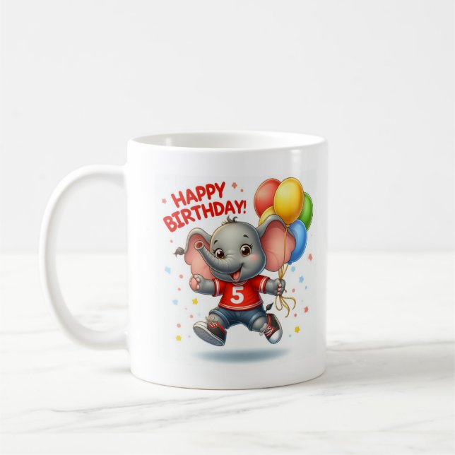 Big Five Celebration: Elephant with Balloons Toddl Coffee Mug (Left)