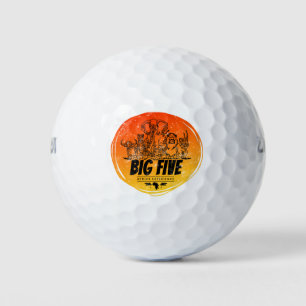 Big Five of Africa Safari Vintage Elephant, Lion Golf Balls