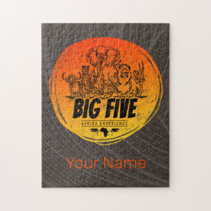Big Five of Africa Safari Vintage Elephant, Lion Jigsaw Puzzle