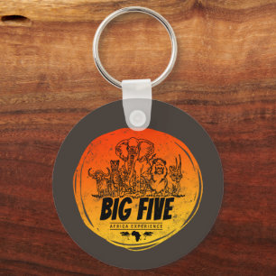 Big Five of Africa Safari Vintage Elephant, Lion Key Ring