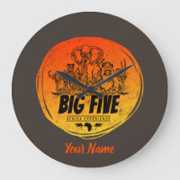  Big Five of Africa Safari Vintage Elephant, Lion,