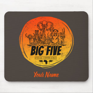 Big Five of Africa Safari Vintage Elephant, Lion Mouse Mat