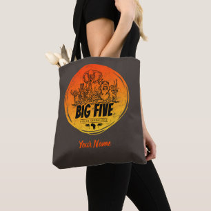 Big Five of Africa Safari Vintage Elephant, Lion Tote Bag