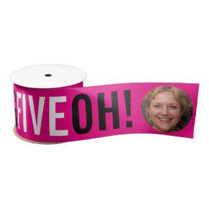 Big Five OH! three photos pink birthday Satin Ribbon