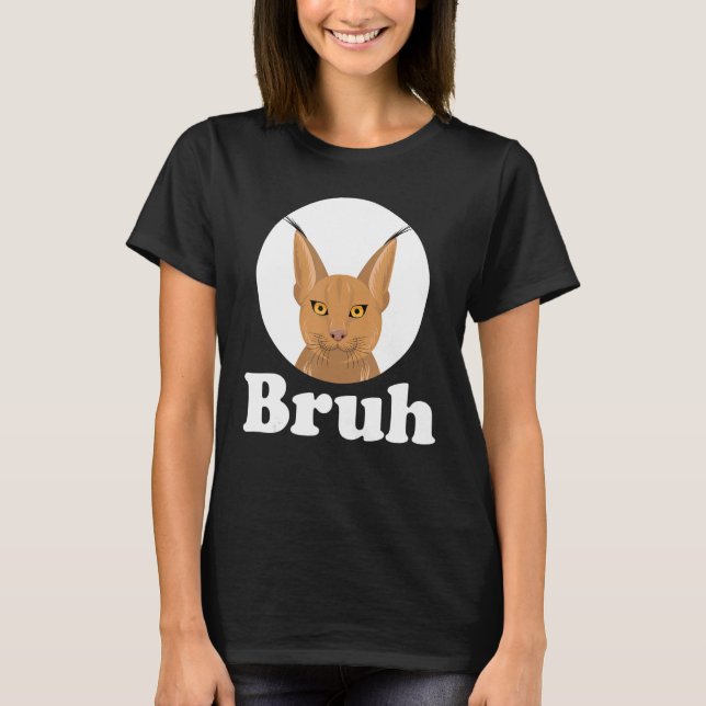 Big Floppa Caracal Cat Meme Bruh T-Shirt (Front)