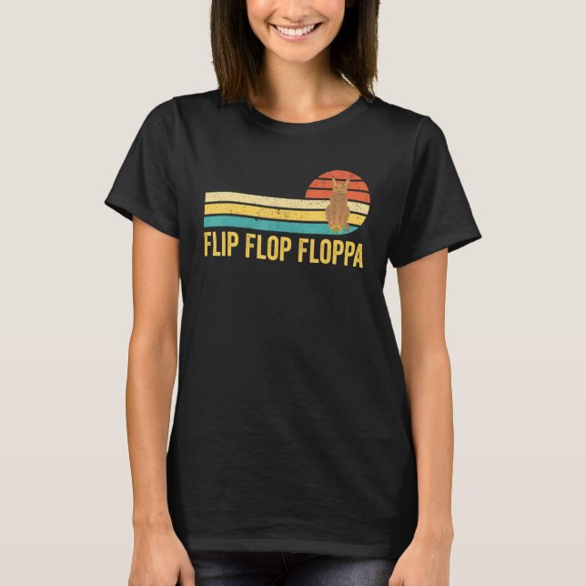 Big Floppa Caracal Cat Meme Retro Flip Flop Floppa T-Shirt (Front)