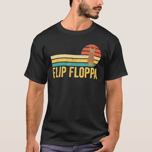 Big Floppa Caracal Cat Meme Retro Flip Floppa T-Shirt (Front)