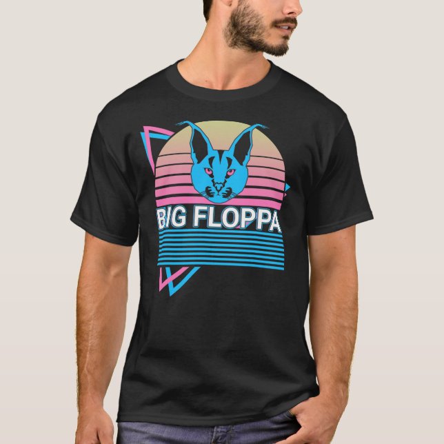 Big Floppa Caracal Cat Meme Retro T-Shirt (Front)