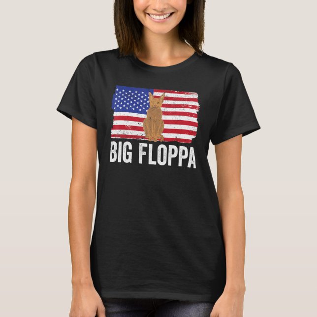 Big Floppa Caracal Cat Meme USA Flag Patriotic_1 T-Shirt (Front)