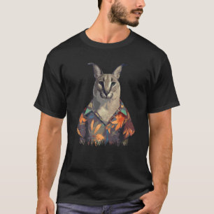 Big Floppa Meme cat Cute funny Caracal Cat hawaii T-Shirt