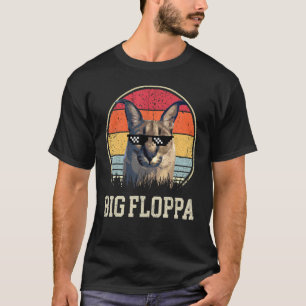 Big Floppa Meme Cute Caracal Cat retro vintage sun T-Shirt