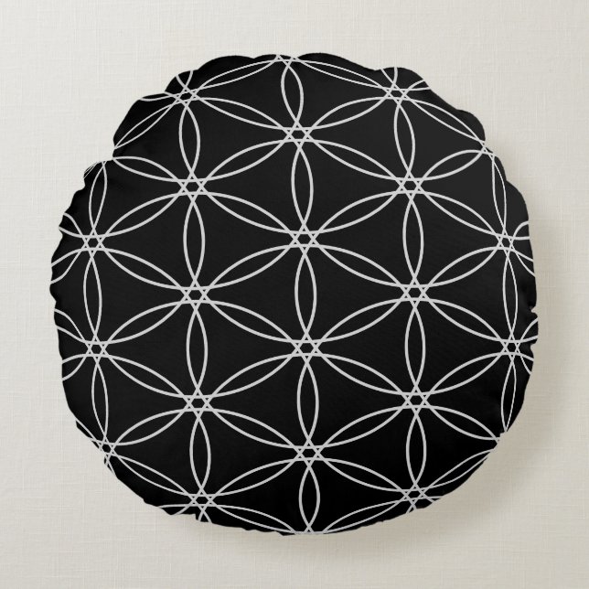 Big Flower of Life Pattern Round Cushion (Front)
