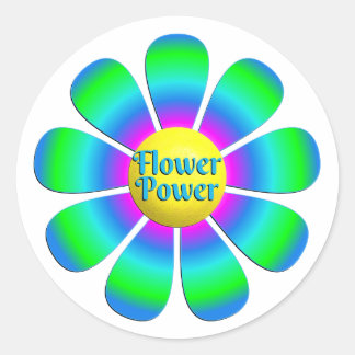 Big Flower Power Classic Round Sticker
