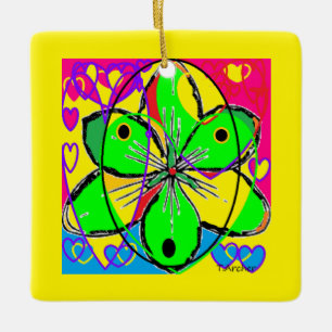 Big flower signed original art design very pretty ceramic ornament