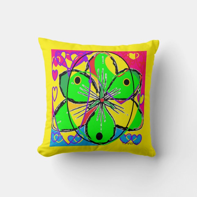 Big flower signed original art design very pretty  cushion (Front)