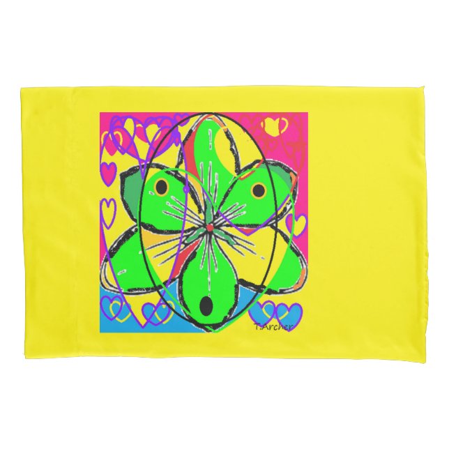 Big flower signed original art design very pretty  pillowcase (Front)