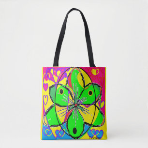 Big flower signed original art design very pretty  tote bag