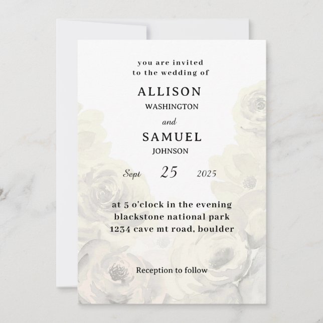 Big Flower wedding invitation 2025 (Front)