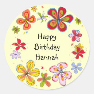 Big Flowers Teen Girls Template Birthday Stickers