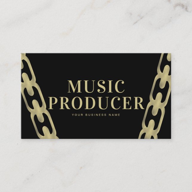 Big Foil Chain Music Industry Producer DJ  Business Card (Front)