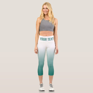 Big Font Text Or Name Teal Womens Template Modern Capri Leggings