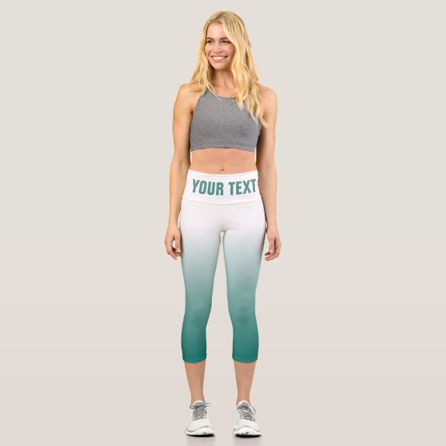 Big Font Text Or Name Teal Womens Template Modern Capri Leggings (Front)