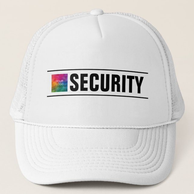 Big Font Text Security Staff Employee Team Custom Trucker Hat (Front)