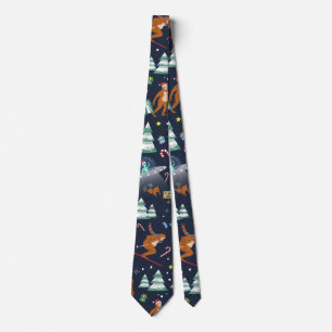 Big Foot, Aliens, & Reindeer Sci-Fi Christmas Tie
