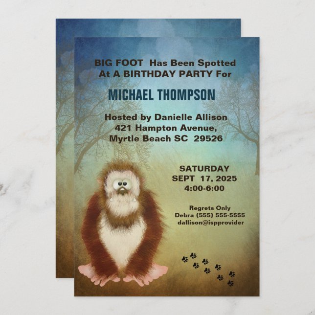   Big Foot  Birthday Party Invitation (Front/Back)