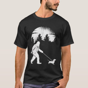 Big Foot Dachshund Walking Master Mistress Dog T-Shirt