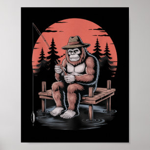 Big Foot Fishing Cool Fishing Fisherman Bigfoot Sa Poster