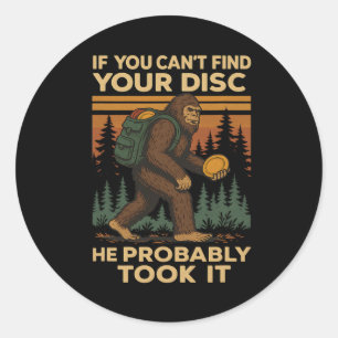 Big Foot Funny Disc Golf Sasquatch Men Women Kids Classic Round Sticker