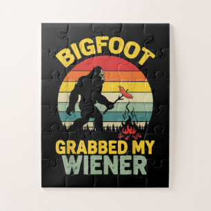 Big Foot Grabbed My Wiener Funny Sasquatch Jigsaw Puzzle