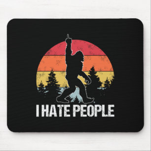 Big Foot I Hate People Middle Finger Sasquatch Ret Mouse Mat