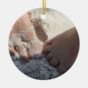 Big Foot Little Foot at the Beach Florida gulf Ceramic Tree Decoration