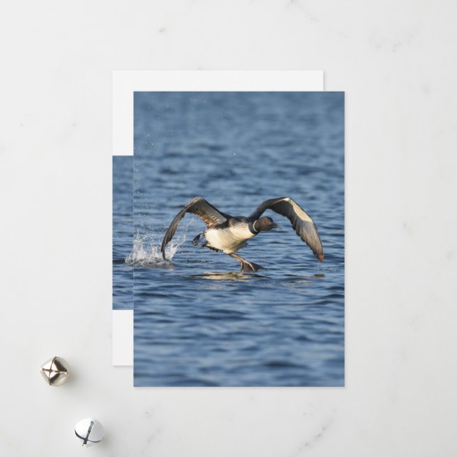 Big Foot Loon Flat Holiday Card (Front/Back In Situ)