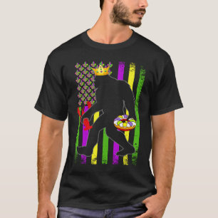 Big Foot Mardi Gras King with American USA flag T-Shirt