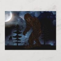 Big Foot or Sasquatch Wolf Howling Full Moon