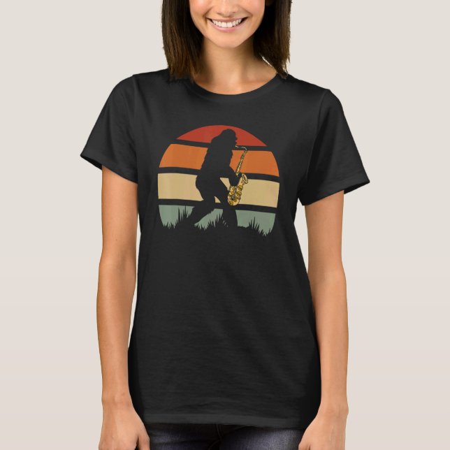 Big Foot Playing Saxophone T-Shirt (Front)